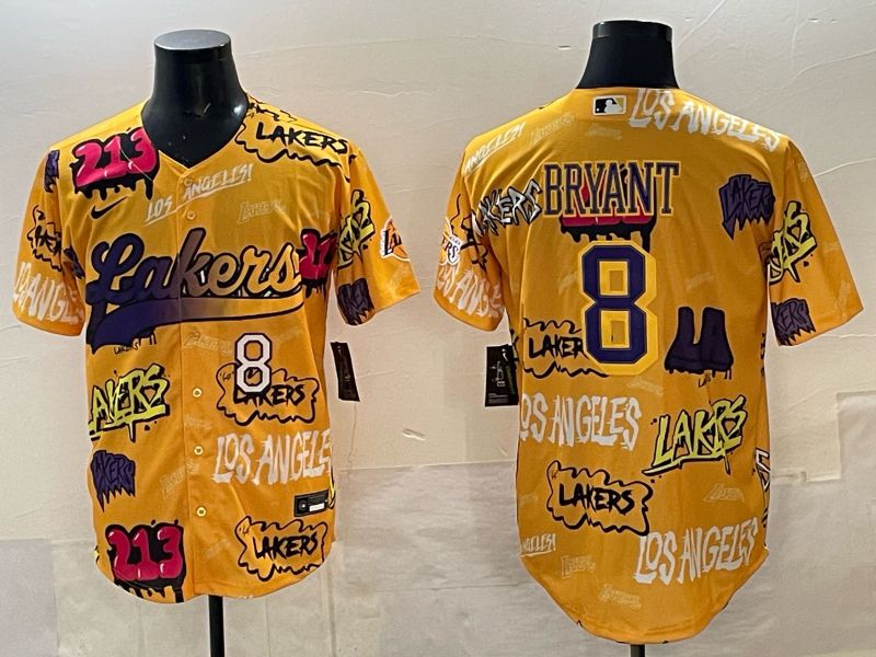 Men Los Angeles Lakers Nike 8 Bryant yellow NBA 2025 Jersey style 02